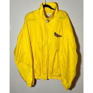 Vintage 90s Baltimore Orioles Yellow Full Zip Windbreaker MLB Pro Player Sz XXL